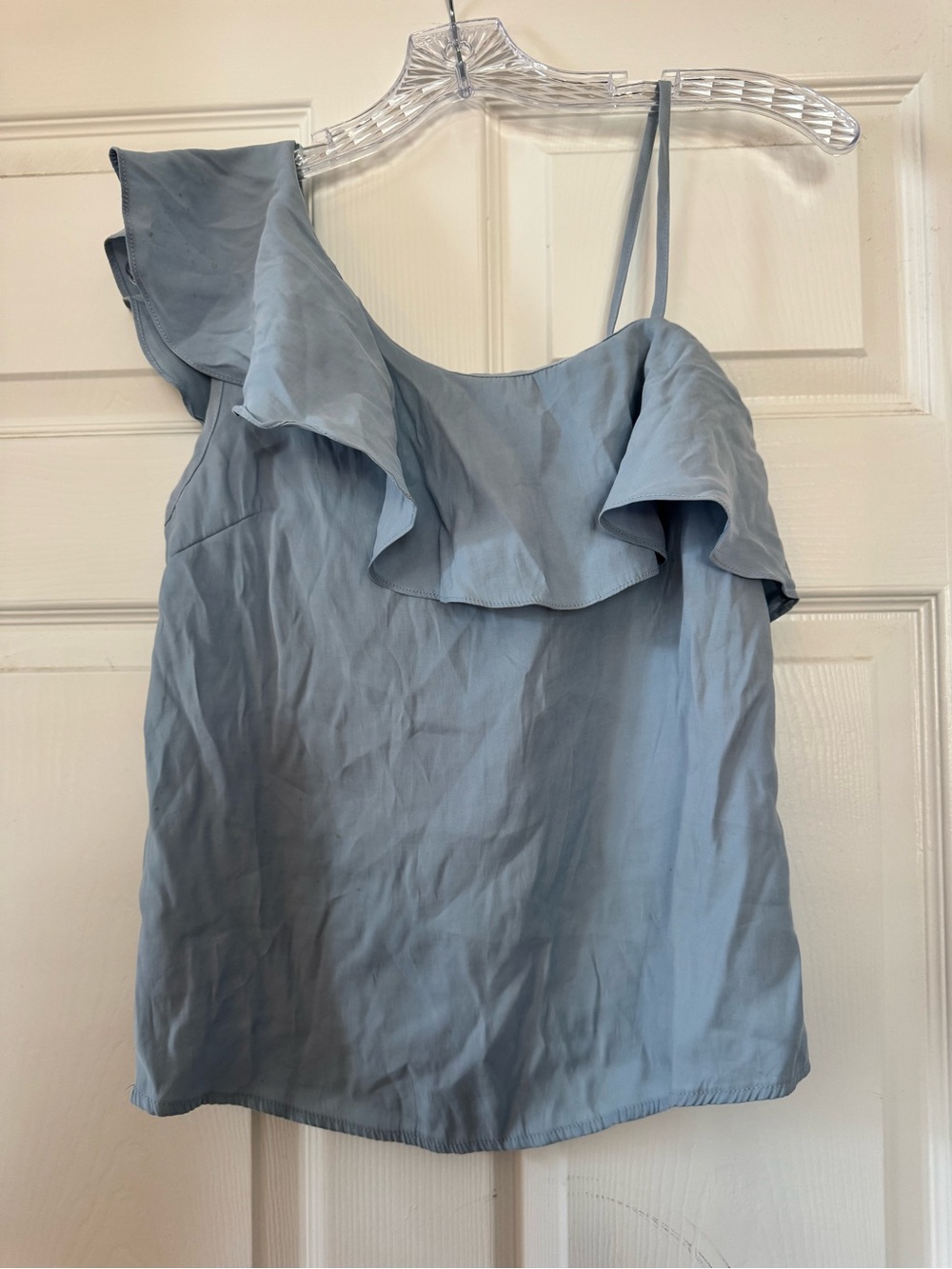 Sienna Sky Blue One Shoulder Ruffle Blouse Top Size XS